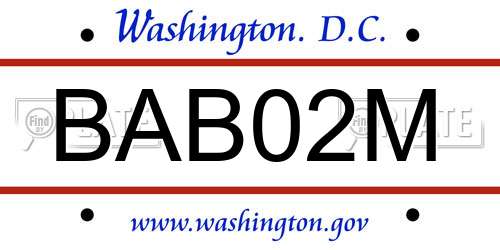 BAB02M District Of Columbia License Plate