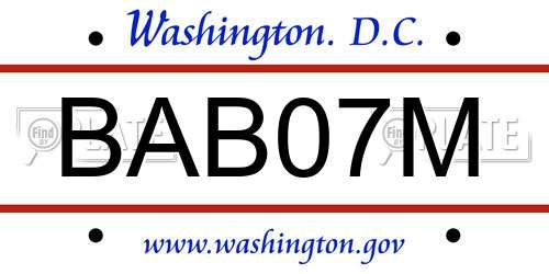 BAB07M District Of Columbia License Plate