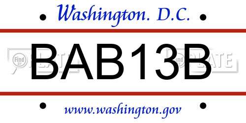 BAB13B District Of Columbia License Plate