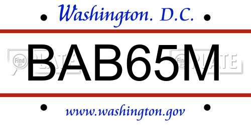 BAB65M District Of Columbia License Plate