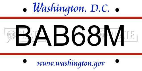 BAB68M District Of Columbia License Plate