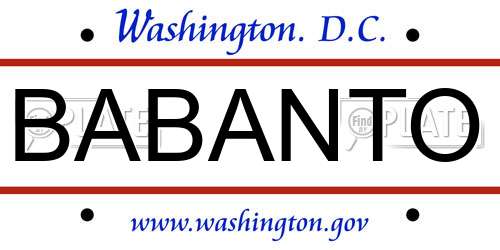 BABANTO District Of Columbia License Plate