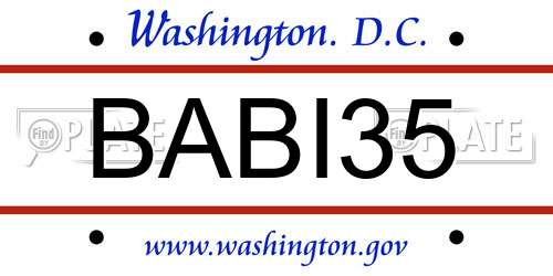 BABI35 District Of Columbia License Plate