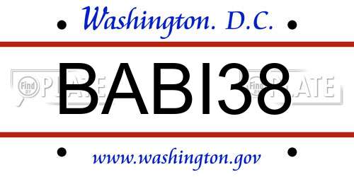 BABI38 District Of Columbia License Plate
