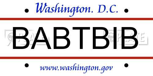 BABTBIB District Of Columbia License Plate