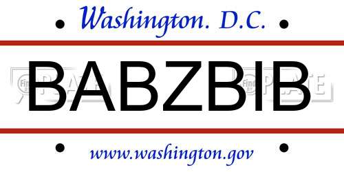 BABZBIB District Of Columbia License Plate