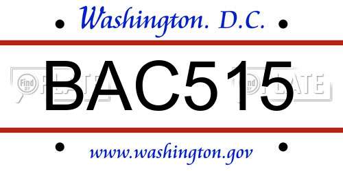 BAC515 District Of Columbia License Plate