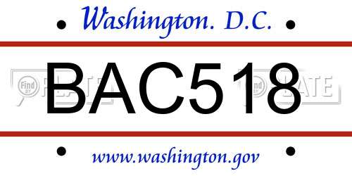 BAC518 District Of Columbia License Plate