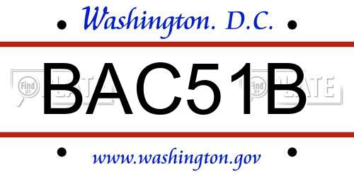 BAC51B District Of Columbia License Plate