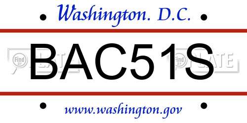 BAC51S District Of Columbia License Plate
