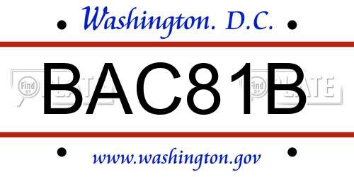 BAC81B District Of Columbia License Plate