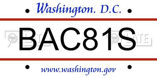 BAC81S District Of Columbia License Plate