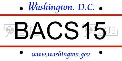 BACS15 District Of Columbia License Plate