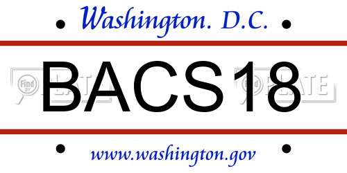 BACS18 District Of Columbia License Plate
