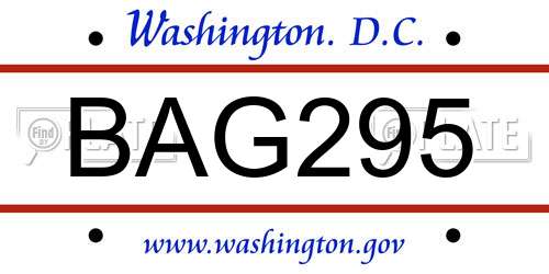BAG295 District Of Columbia License Plate