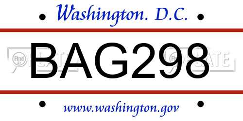 BAG298 District Of Columbia License Plate