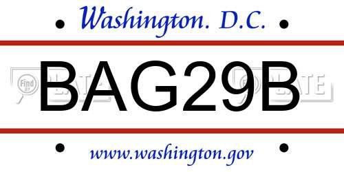 BAG29B District Of Columbia License Plate