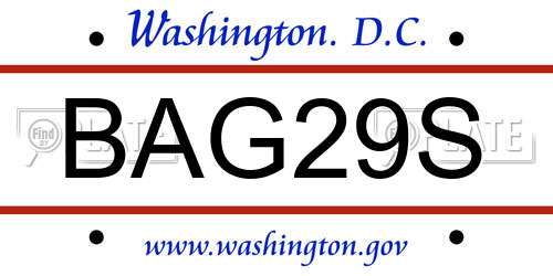 BAG29S District Of Columbia License Plate