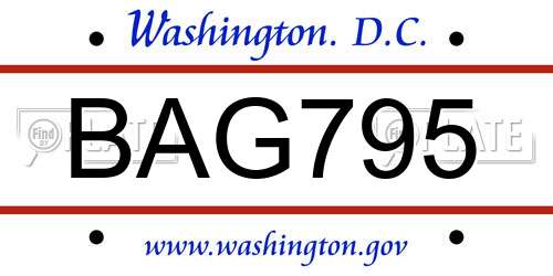 BAG795 District Of Columbia License Plate