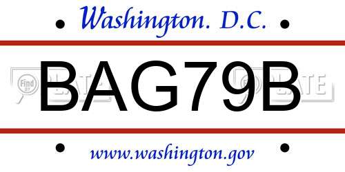 BAG79B District Of Columbia License Plate