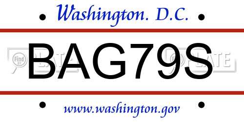 BAG79S District Of Columbia License Plate