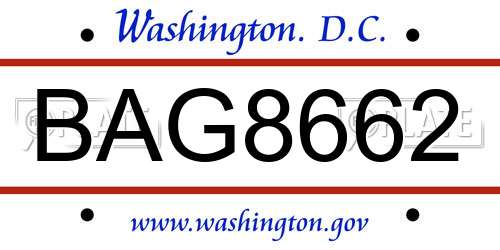 BAG8662 District Of Columbia License Plate