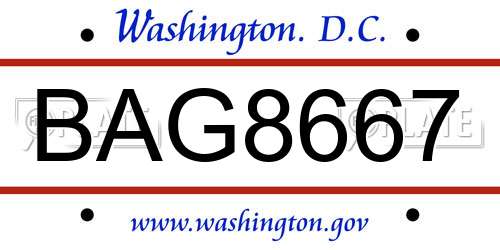 BAG8667 District Of Columbia License Plate