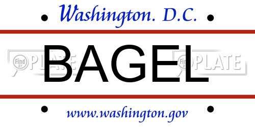 BAGEL District Of Columbia License Plate