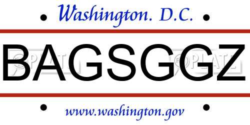BAGSGGZ District Of Columbia License Plate