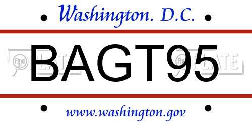 BAGT95 District Of Columbia License Plate