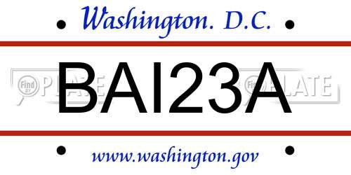 BAI23A District Of Columbia License Plate