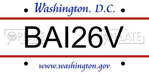 BAI26V District Of Columbia License Plate