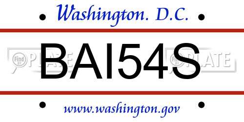 BAI54S District Of Columbia License Plate