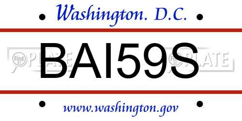 BAI59S District Of Columbia License Plate
