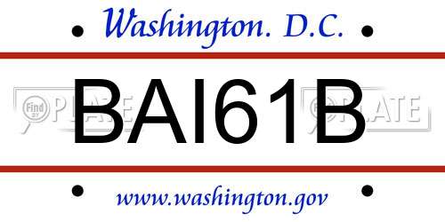 BAI61B District Of Columbia License Plate
