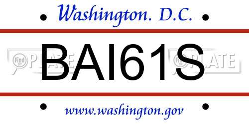 BAI61S District Of Columbia License Plate