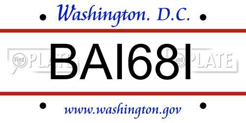 BAI68I District Of Columbia License Plate