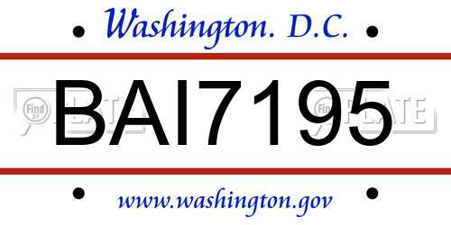 BAI7195 District Of Columbia License Plate
