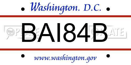 BAI84B District Of Columbia License Plate