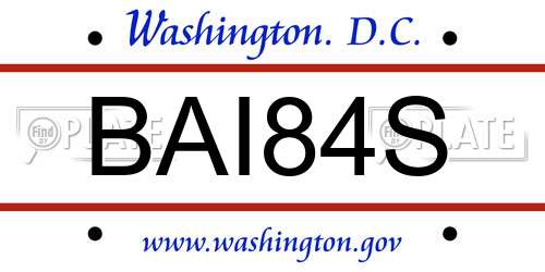 BAI84S District Of Columbia License Plate