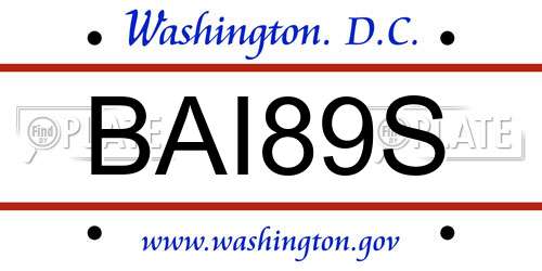 BAI89S District Of Columbia License Plate