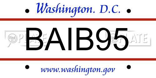 BAIB95 District Of Columbia License Plate