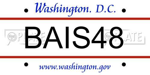 BAIS48 District Of Columbia License Plate