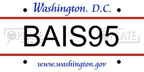 BAIS95 District Of Columbia License Plate
