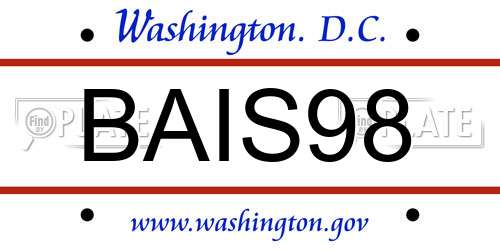 BAIS98 District Of Columbia License Plate