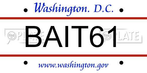 BAIT61 District Of Columbia License Plate