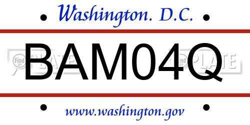 BAM04Q District Of Columbia License Plate