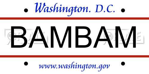 BAMBAM District Of Columbia License Plate