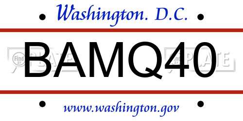BAMQ40 District Of Columbia License Plate
