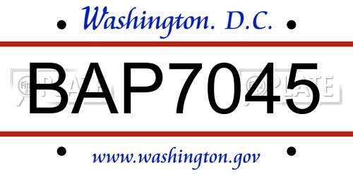 BAP7045 District Of Columbia License Plate